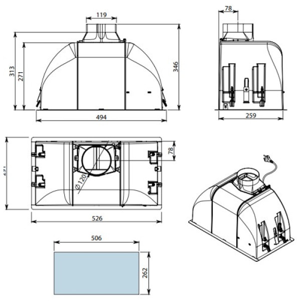 Hota incorporabila Falmec Gruppo Incasso Evo 50 600 m3/h